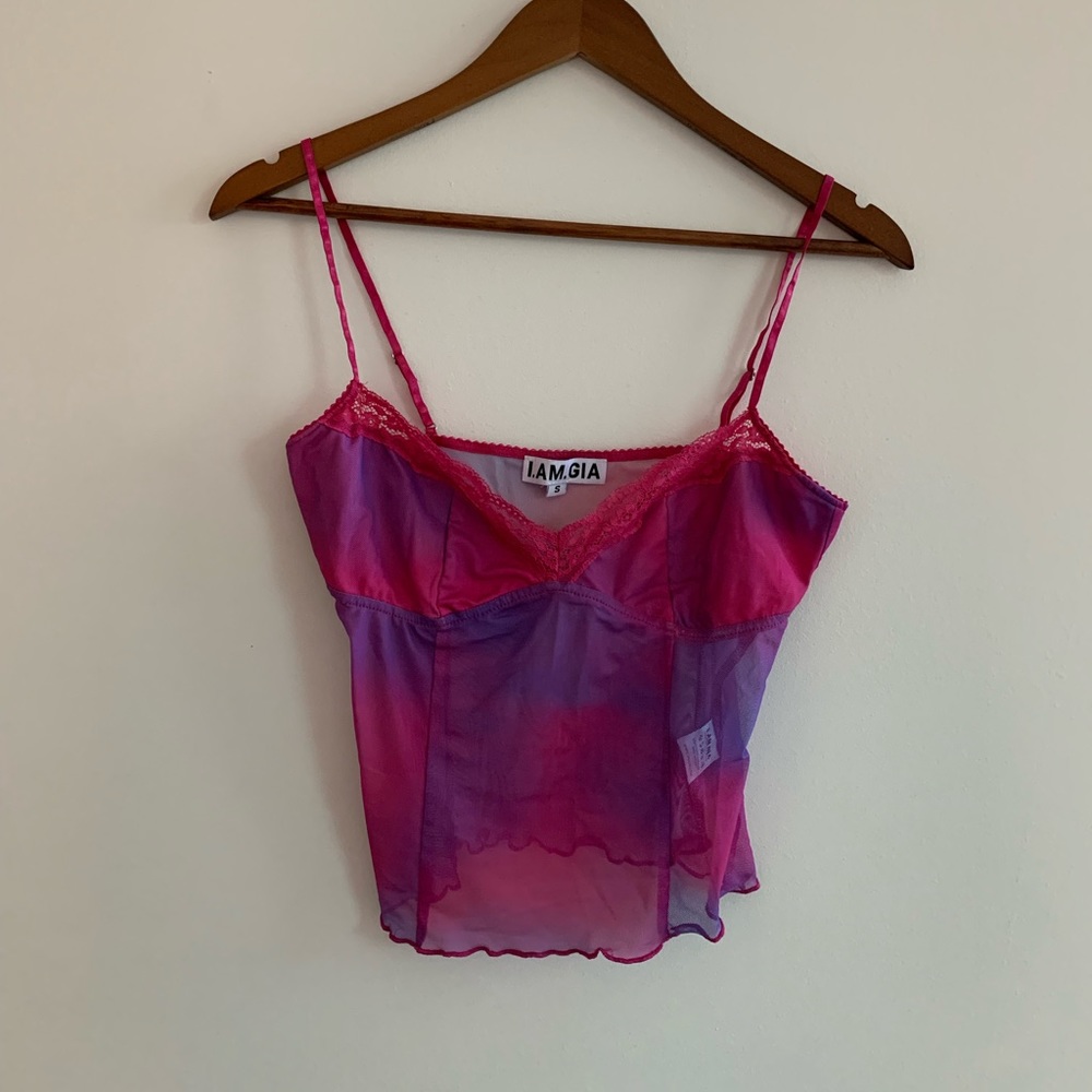 Mesh/lace fuchsia pink tank by I.AM.GIA
